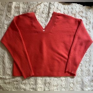 Bright Coral V-neck Sweater - Women’s Medium - Great Condition